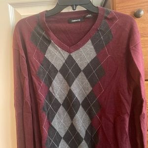 Mens burgundy Argyle sweater